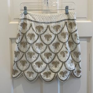 Cream beaded scalloped skirt